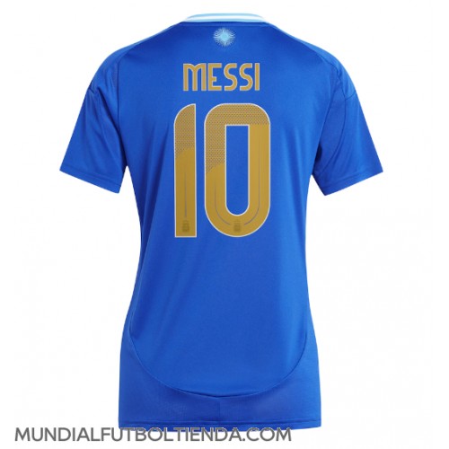 Camiseta Argentina Lionel Messi #10 Segunda Equipación Replica Copa America 2024 para mujer mangas cortas